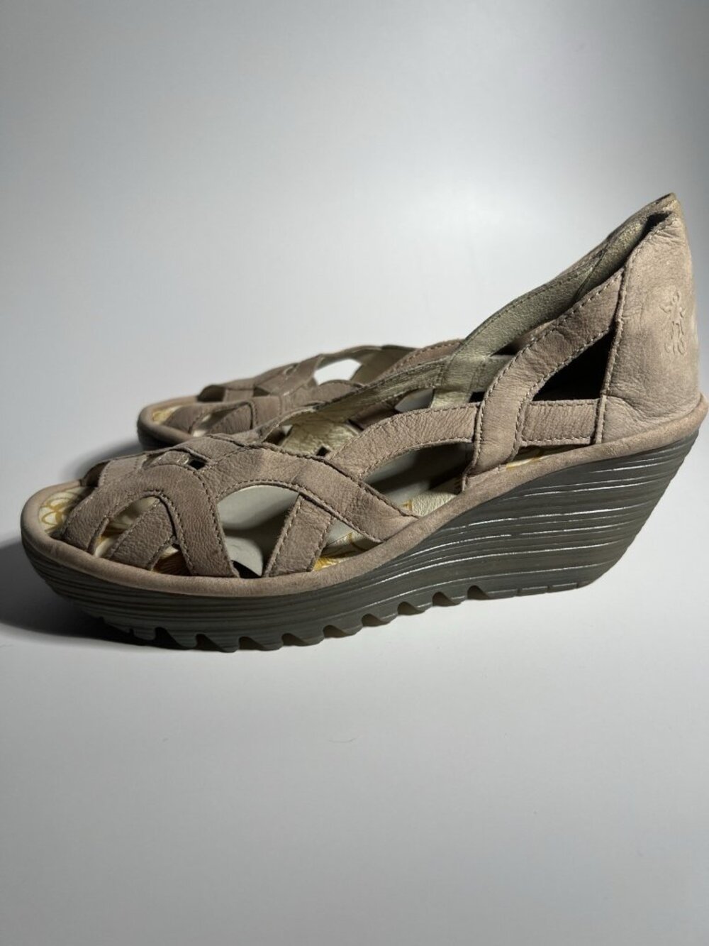 Fly London Yadi Leather Wedge Shoes Olive Green Women’s EU 38 US 7.5 - Picture 6 of 14